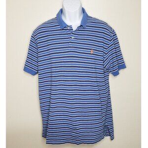 Polo by Ralph Lauren Cotton Polo Shirt Mens XL Light Blue with Stripes Vintage